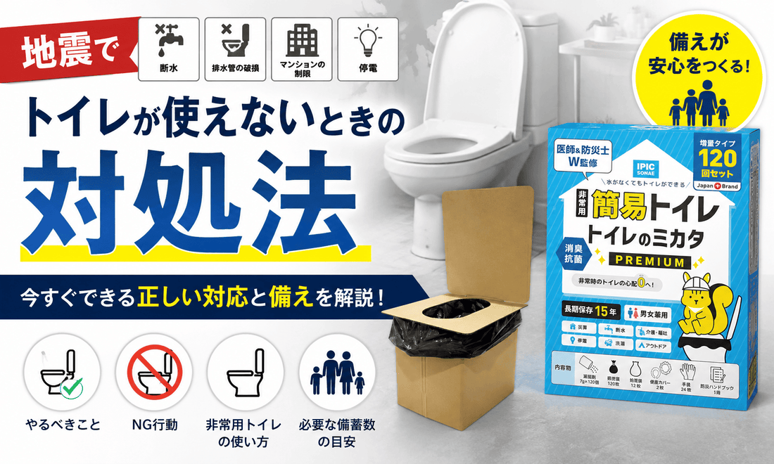 地震でトイレが使えないときの対処法と非常用トイレの備え