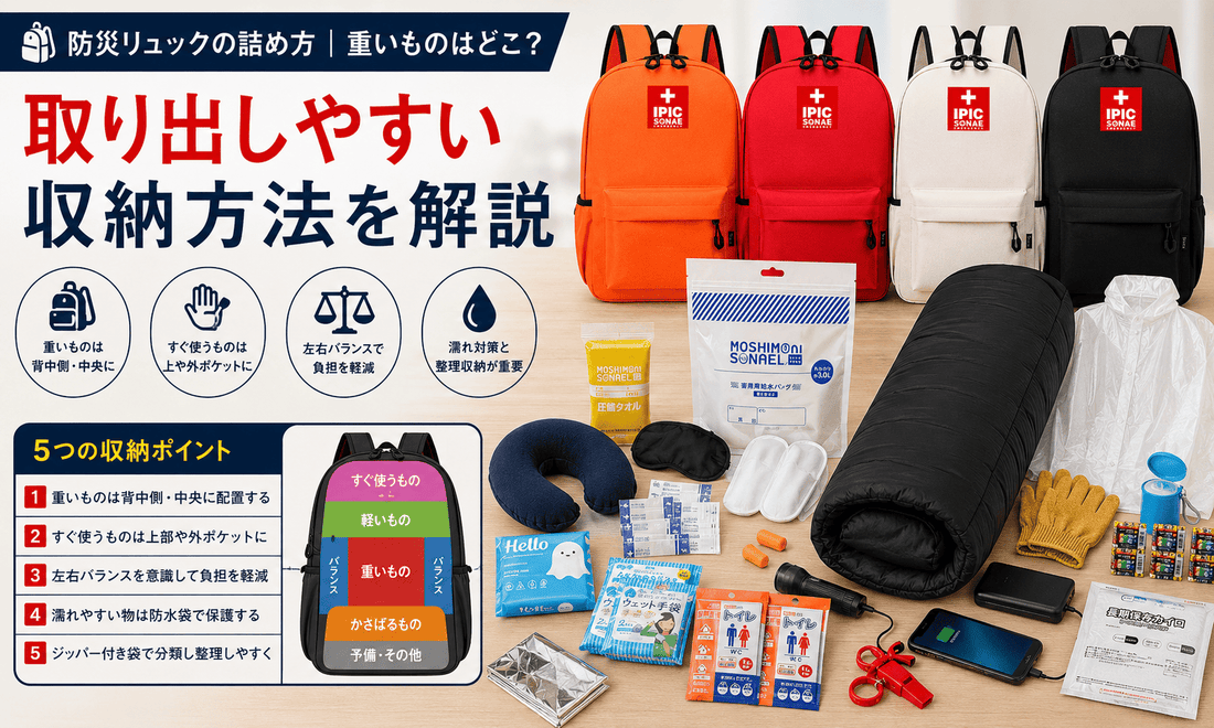 防災リュックの詰め方と重いものの配置・取り出しやすい収納方法を解説