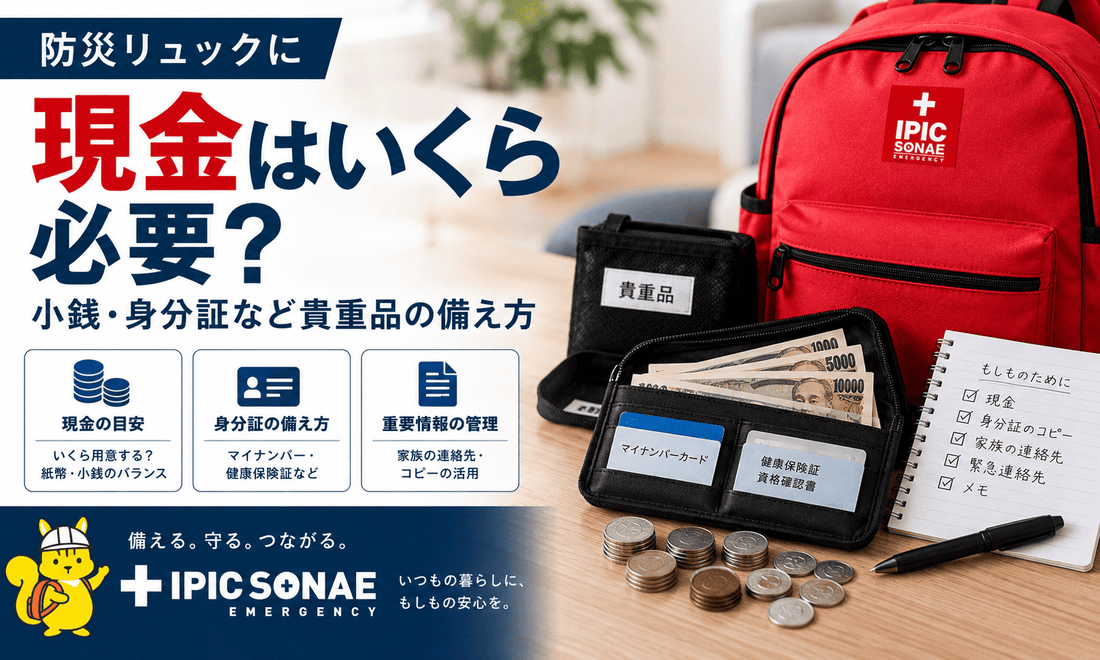 防災リュックに入れる現金・小銭・身分証など貴重品の備え方