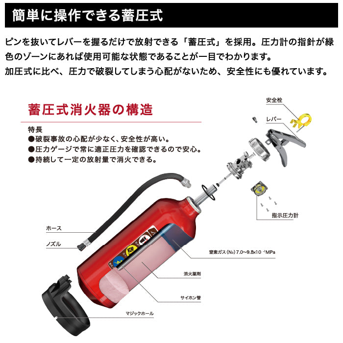 蓄圧式消火器 粉末(ABC)3.0kg【2026年製】