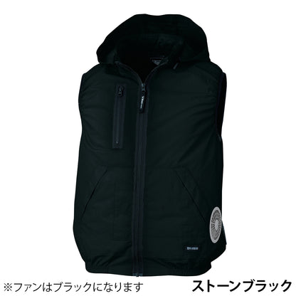 防災 空調服フード付きベスト S・M・L・LL + スターターキッド 18V (ファンカラー：ブラック)