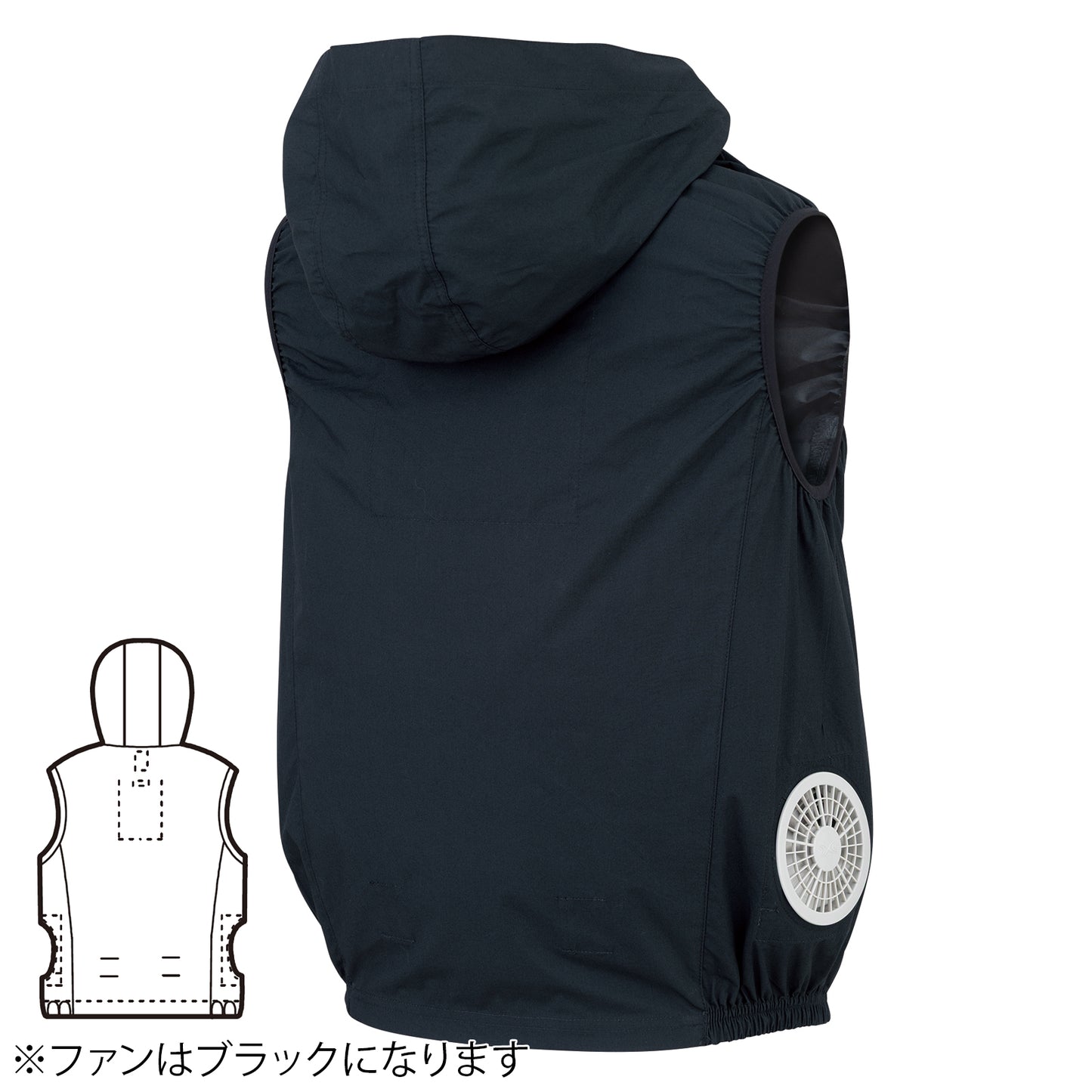 防災 空調服フード付きベスト S・M・L・LL + スターターキッド 18V (ファンカラー：ブラック)