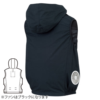 防災 空調服フード付きベスト S・M・L・LL + スターターキッド 18V (ファンカラー：ブラック)