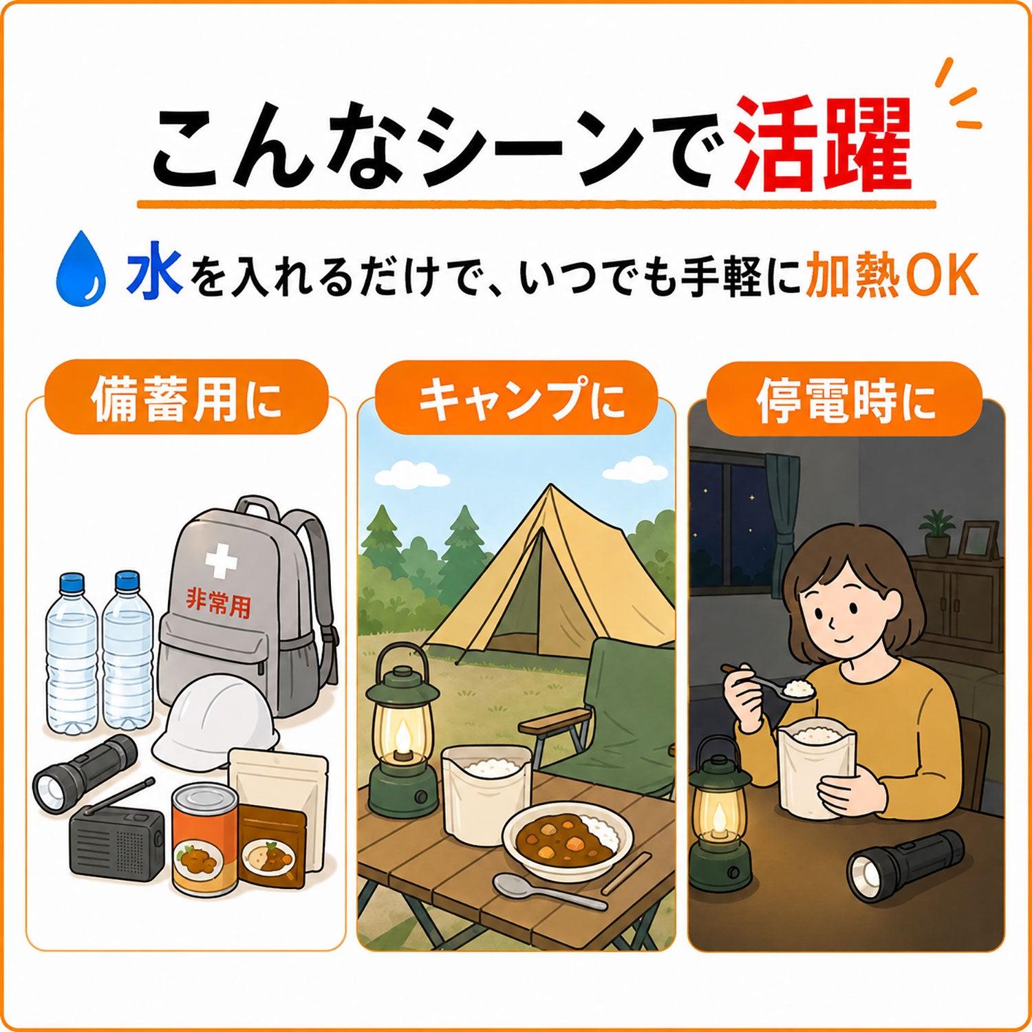 モーリアンヒートパック 加熱セット L 災害時、停電時、アウトドアで活躍します
