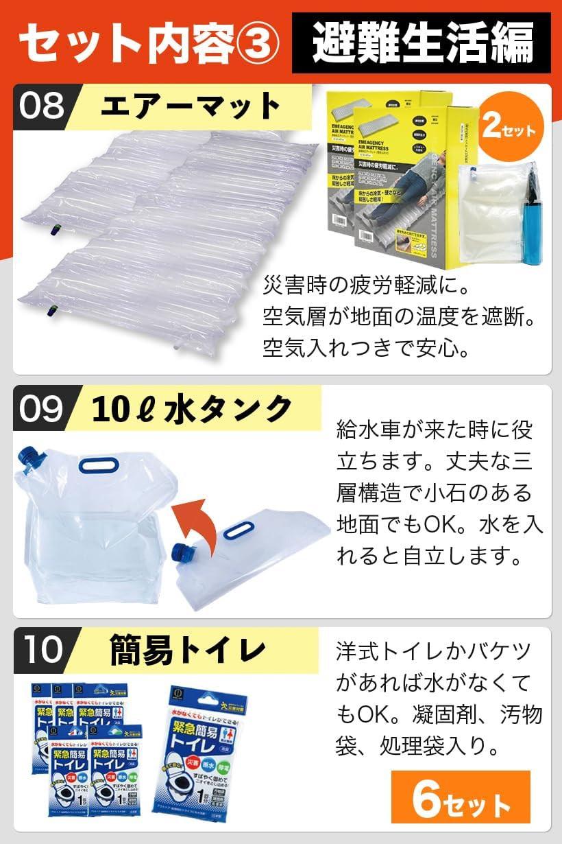 ワンソート 防災セット 2人用 オサメット付き オレンジ