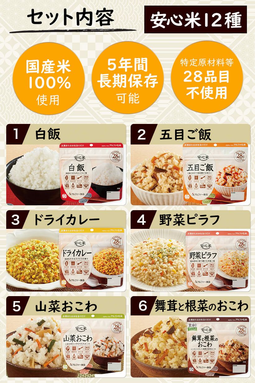 非常食 アルファ米12種4日分 セット