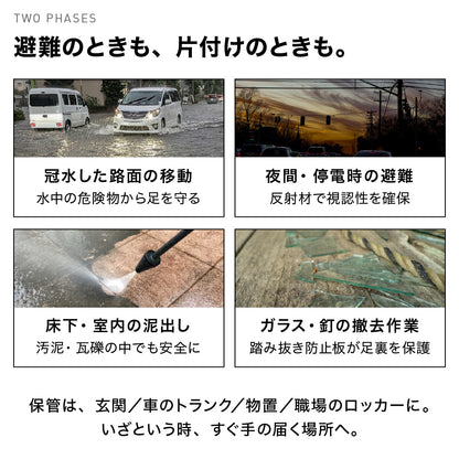 防災セーフティー長靴 踏み抜き防止板入り ブラック