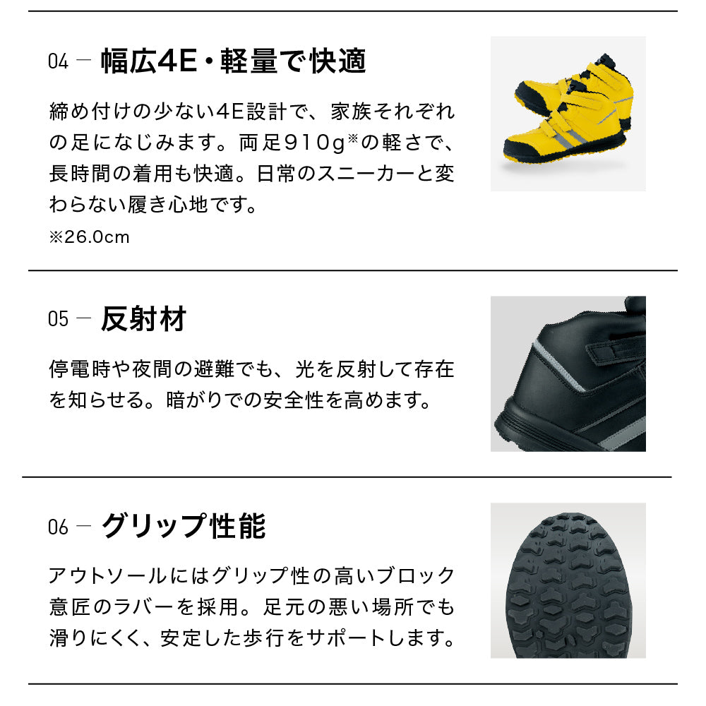防災セーフティースニーカー 踏み抜き防止板入り